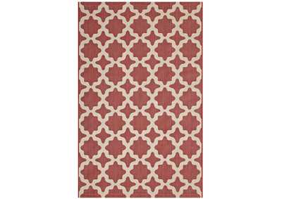 Image for Red and Beige Cerelia Moroccan Trellis 5x8 Indoor and Outdoor Area Rug