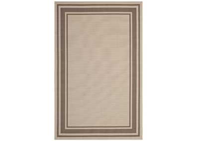 Image for Light and Dark Beige Rim Solid Border 5x8 Indoor and Outdoor Area Rug