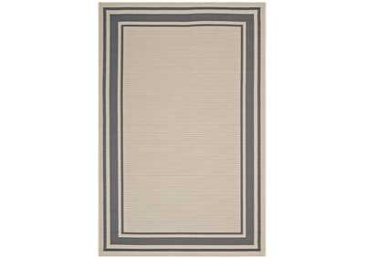 Image for Gray and Beige Rim Solid Border 5x8 Indoor and Outdoor Area Rug