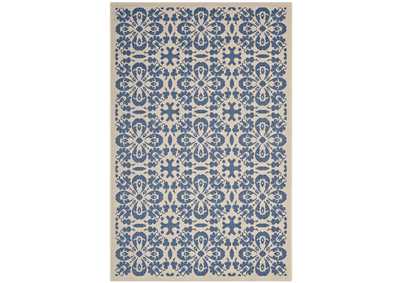 Image for Blue and Beige Ariana Vintage Floral Trellis 8x10 Indoor and Outdoor Area Rug