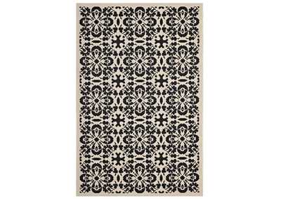 Image for Black and Beige Ariana Vintage Floral Trellis 5x8 Indoor and Outdoor Area Rug