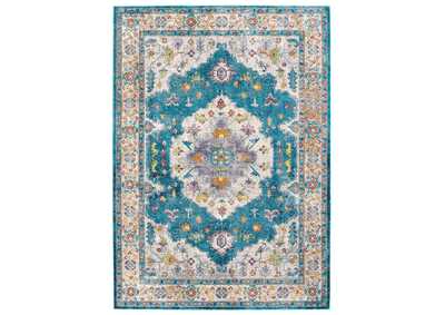 Image for Blue, Ivory, Yellow, Orange Success Anisah Distressed Floral Persian Medallion 4x6 Area Rug