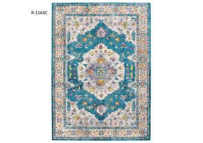 Image for Blue, Ivory, Yellow, Orange Success Anisah Distressed Floral Persian Medallion 5x8 Area Rug