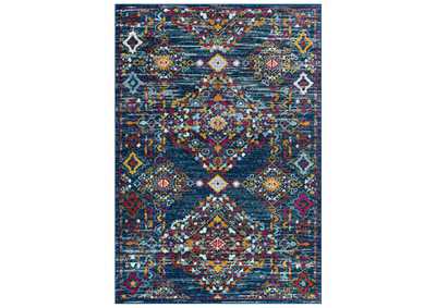 Image for Blue, Orange, Yellow, Red Entourage Khalida Distressed Floral Lattice 8x10 Area Rug