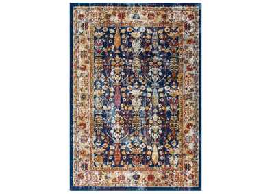 Image for Blue, Orange, Yellow, Red Entourage Jessa Distressed Vintage Floral Lattice 5x8 Area Rug