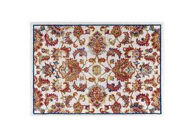 Image for Ivory, Blue, Orange, Yellow, Red Entourage Azami Distressed Vintage Floral Lattice 8x10 Area Rug