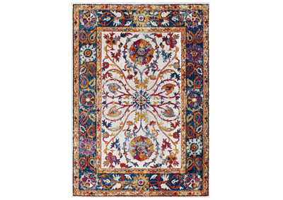 Image for Multicolored Entourage Samira Distressed Vintage Floral Persian Medallion 5x8 Area Rug