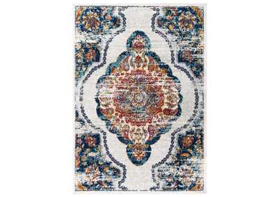 Image for Multicolored Entourage Malia Distressed Vintage Floral Persian Medallion 8x10 Area Rug