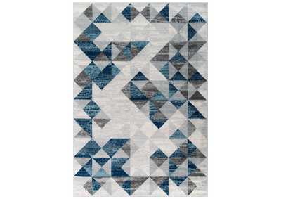 Image for Gray and Blue Entourage Elettra Distressed Geometric Triangle Mosaic 5x8 Area Rug