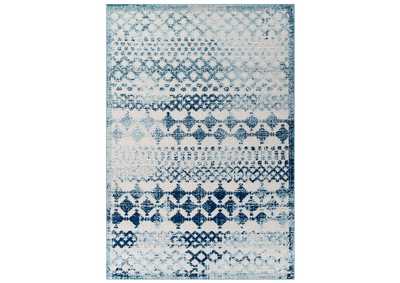 Image for Ivory and Blue Reflect Giada Abstract Diamond Moroccan Trellis 5x8 Indoor/Outdoor Area Rug