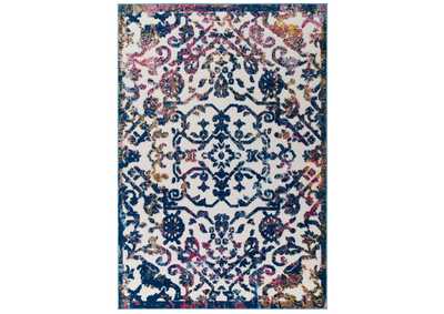 Image for Ivory, Dark Blue, Multicolored Reflect Primrose Ornate Floral Lattice 5x8 Indoor/Outdoor Area Rug