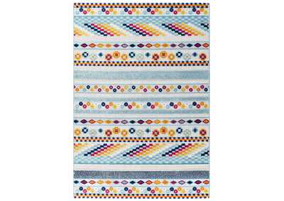 Image for Multicolored Reflect Cadhla Vintage Abstract Geometric Lattice 5x8 Indoor and Outdoor Area Rug