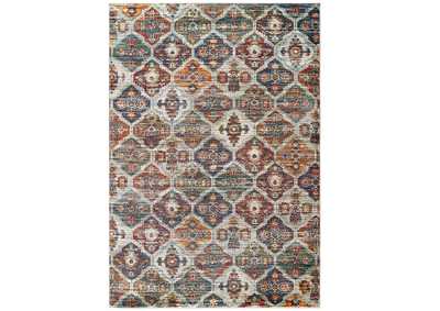 Image for Multicolored Tribute Azalea Distressed Vintage Floral Lattice 5x8 Area Rug