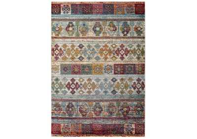 Image for Multicolored Tribute Nala Distressed Vintage Floral Lattice 5x8 Area Rug