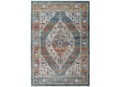 Image for Multicolored Tribute Camellia Distressed Vintage Floral Persian Medallion 5x8 Area Rug