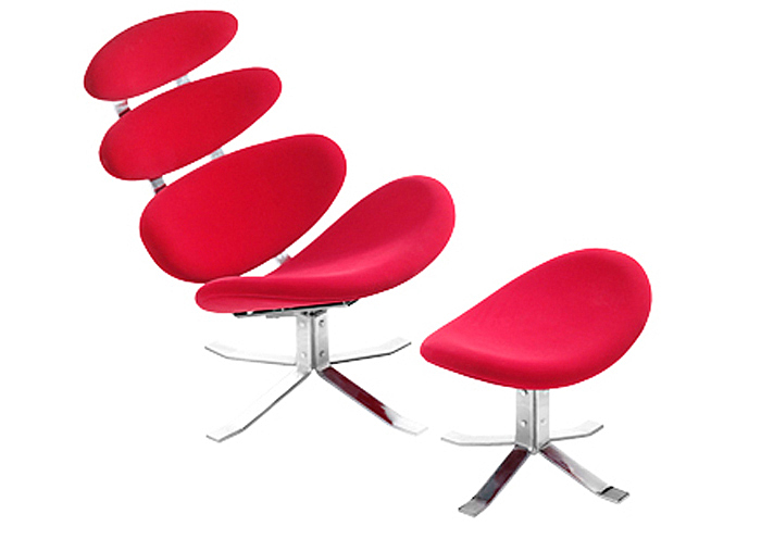 Petal Lounge Chair & Ottoman - Red,Mr Bar Stool