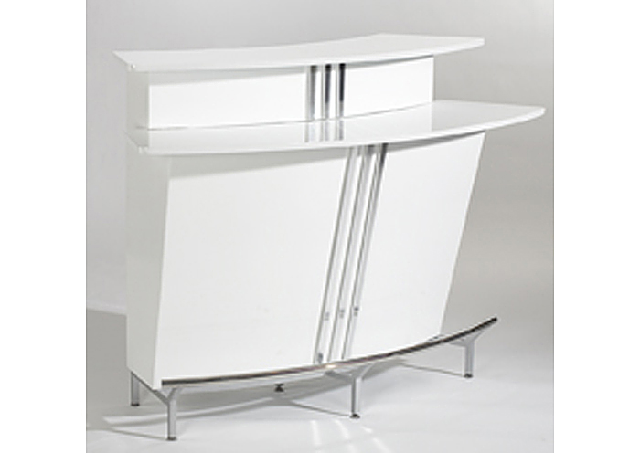 Broadway White Bar w/ Stainless Steel Footrest,Mr Bar Stool