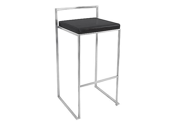 Fuji Stackable Bar Stool - Stainless Steel + Black Cushion,Mr Bar Stool