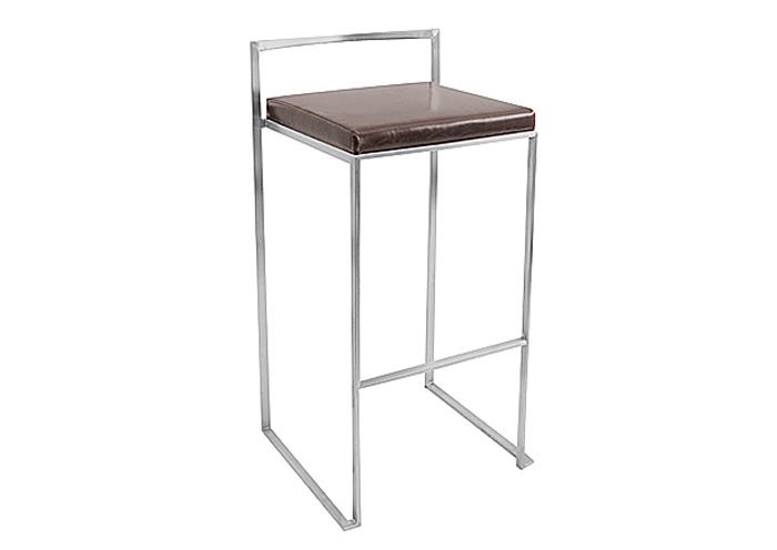 Fuji Stackable Bar Stool - Stainless Steel + Brown Cushion,Mr Bar Stool