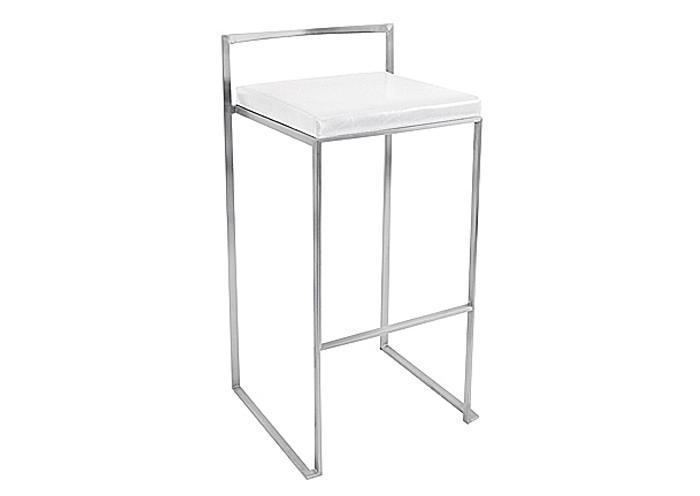 Fuji Stackable Bar Stool - Stainless Steel + White Cushion,Mr Bar Stool