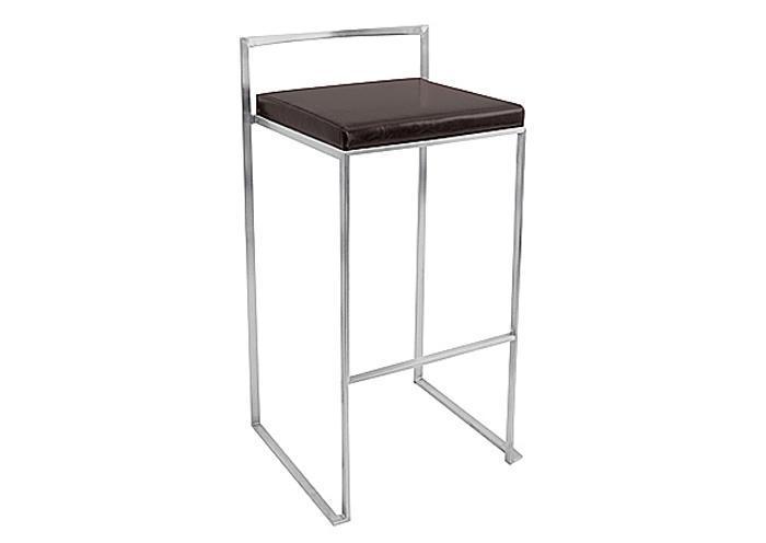 Fuji Stackable Bar Stool - Stainless Steel + Wenge Cushion,Mr Bar Stool