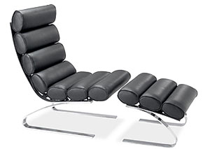 Unico Chaise & Ottoman - Black,Mr Bar Stool