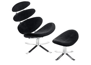 Petal Lounge Chair & Ottoman - Black,Mr Bar Stool