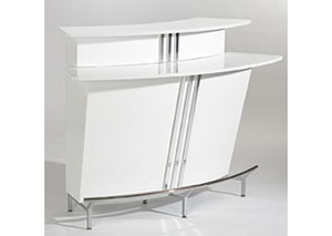 Broadway White Bar w/ Stainless Steel Footrest,Mr Bar Stool