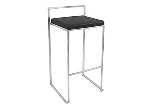 Fuji Stackable Bar Stool - Stainless Steel + Black Cushion,Mr Bar Stool