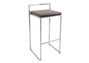 Fuji Stackable Bar Stool - Stainless Steel + Brown Cushion,Mr Bar Stool