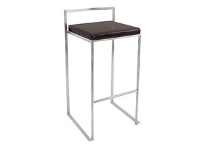 Fuji Stackable Bar Stool - Stainless Steel + Wenge Cushion,Mr Bar Stool