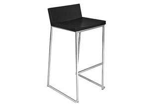 Black Zenn Bar Stool, Wood Seat + Back,Mr Bar Stool