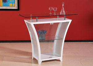 Flair White Bar Table w/ Raised Glass Shelf,Mr Bar Stool