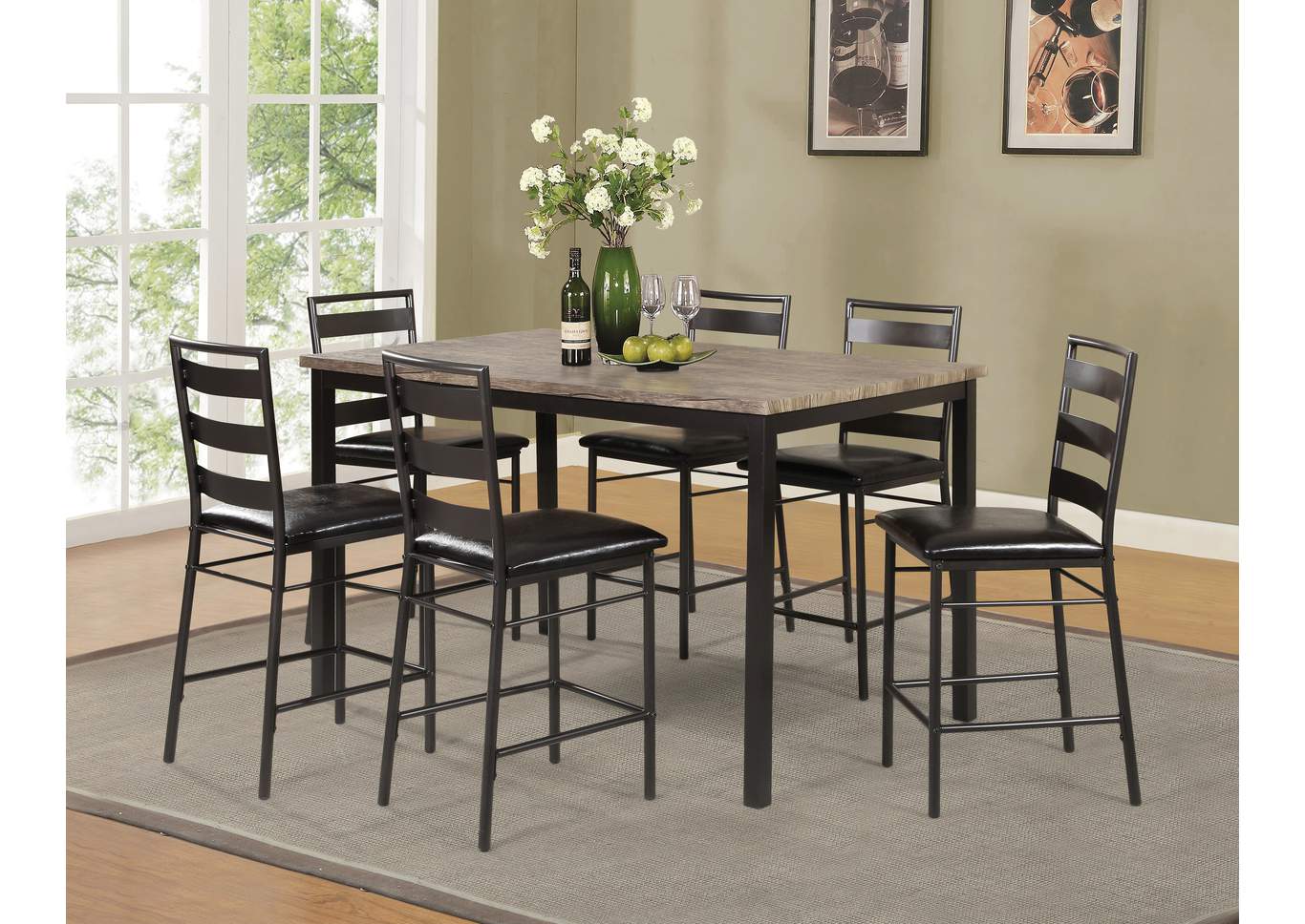 D340 Gray Pub Table & 6 Pub Chairs - D340,Nationwide