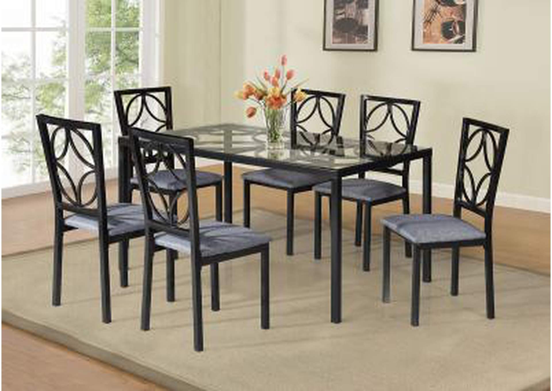 D486 Sisal Table & 6 Side Chairs - D486,Nationwide