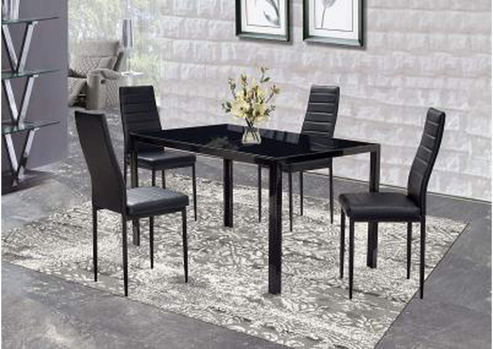 Black 5 Piece Dining Set w/ 4 Chairs,Nationwide