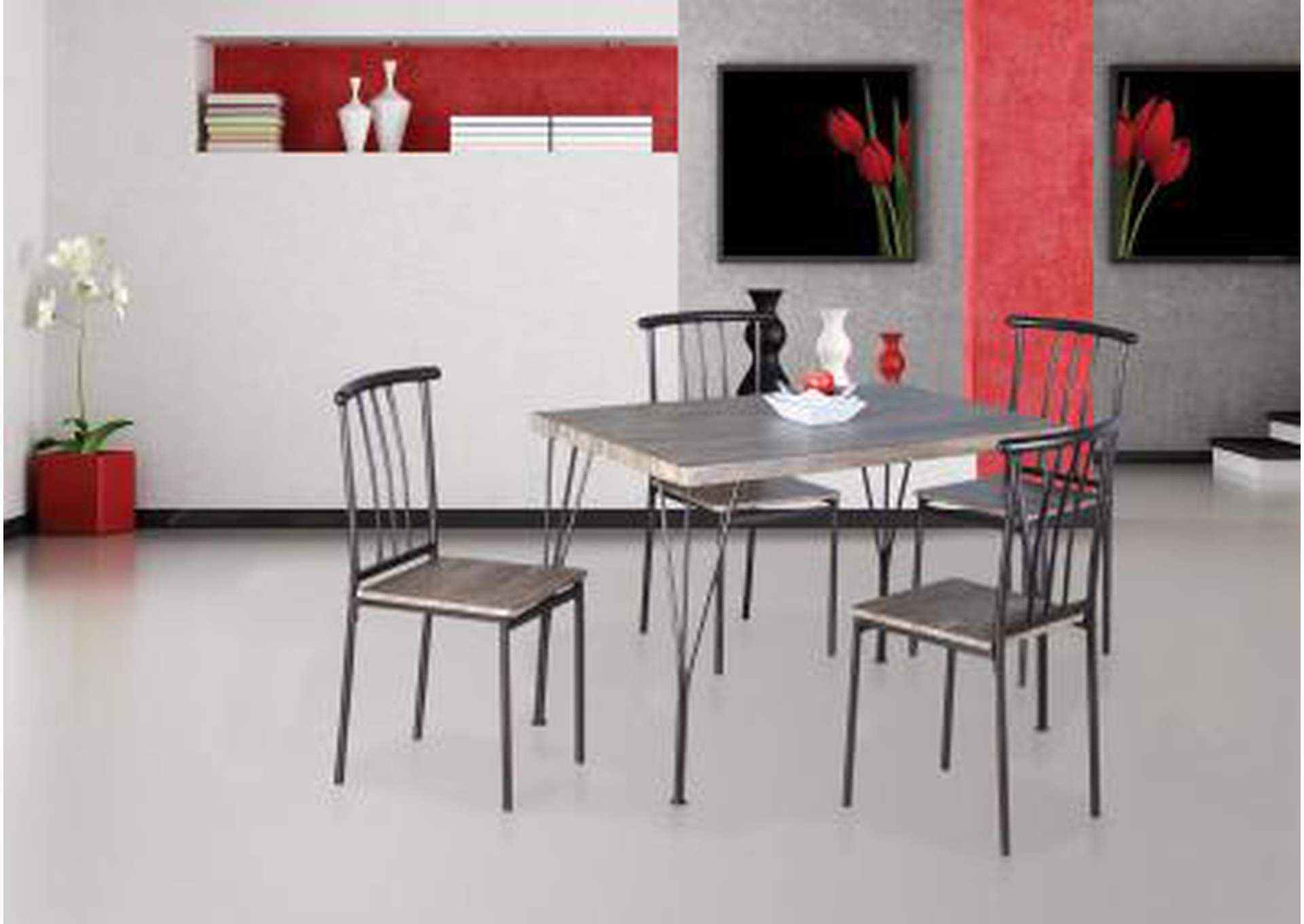 D960 Gray Chateau Table & 4 Side Chairs - D960,Nationwide