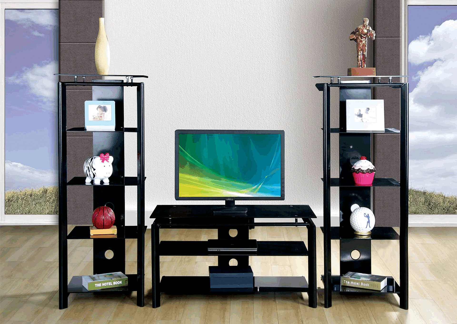 H102 Black 3Pc Tv Stand - H102,Nationwide