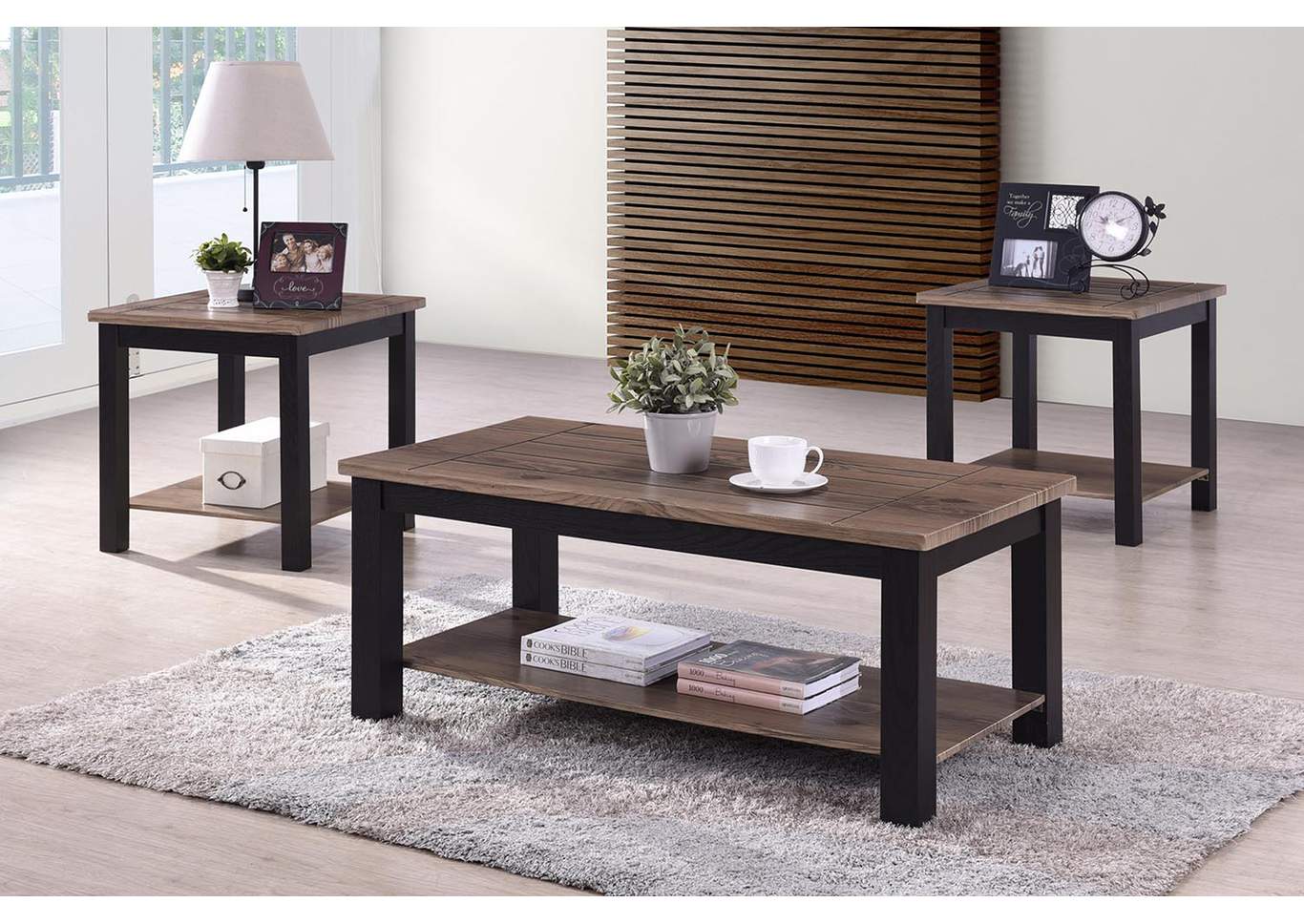 T510 Black Shadows Cocktail Table & 2 End Tables - T510,Nationwide