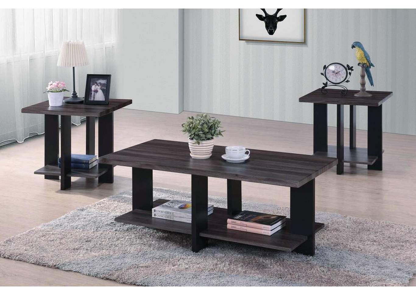 T512 Silver Cocktail Table & 2 End Tables - T512,Nationwide