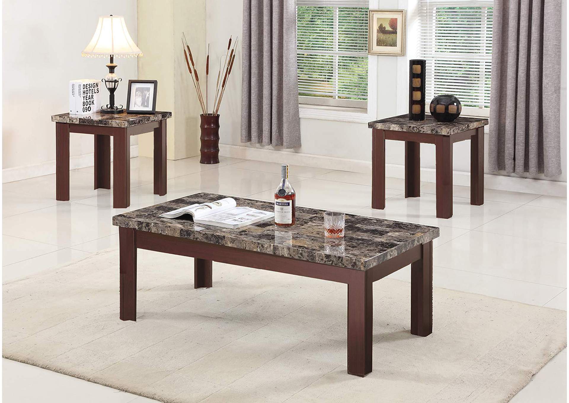 T518 Black Cocktail Table & 2 End Tables - T518,Nationwide