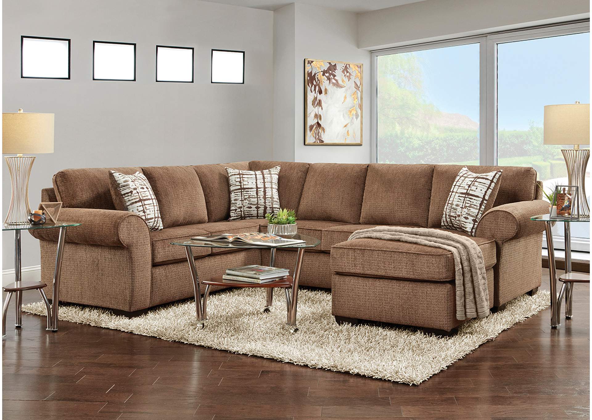 U220 Cement 3 Pc Sectional - U220,Nationwide