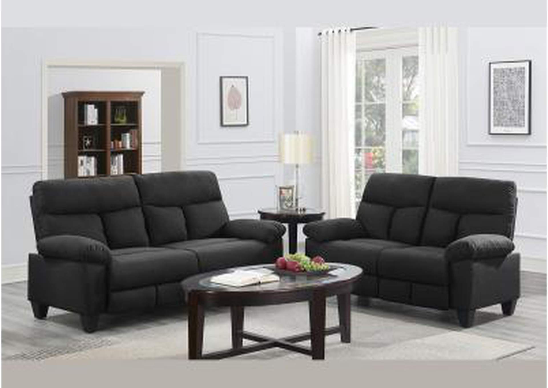 U565 Eerie Black Sofa & Loveseat - U158,Nationwide