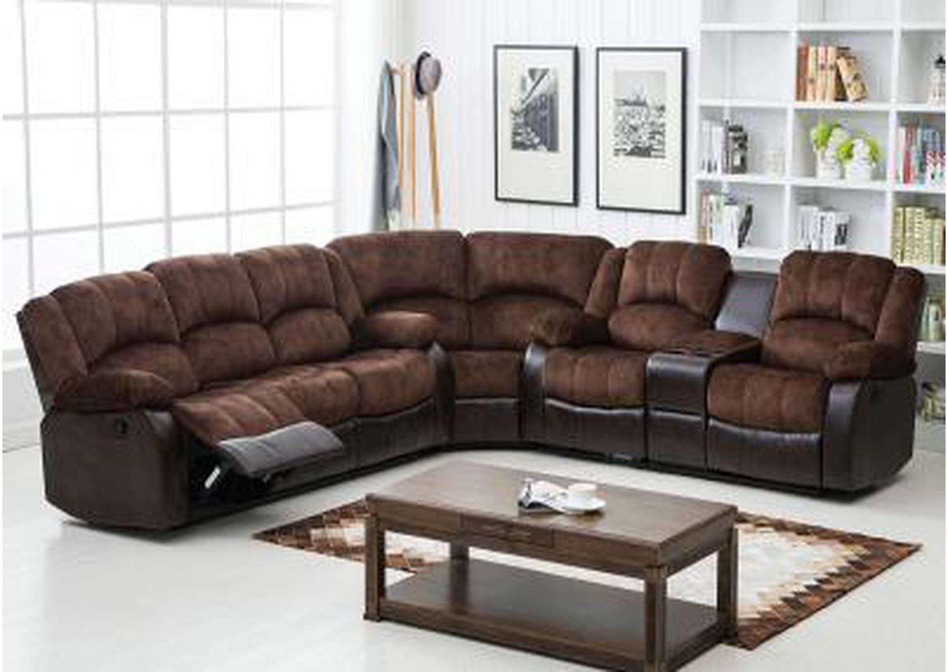 Two Tone Reclining Sofa,Nationwide