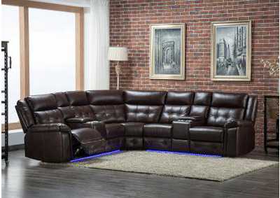 U45 White Lilac 3 Pc Power Reclining Sectional With Led Lights - U45