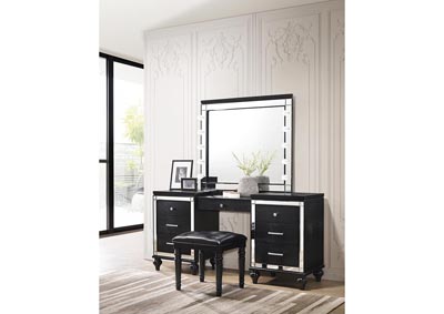 Valentino Black Vanity Table w/Mirror (Bulbs Not Included)