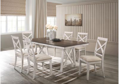 Somerset Vintage Creme Dining Table w/6 Side Chairs
