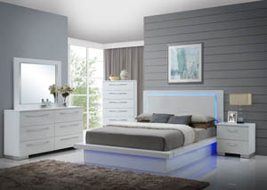 Image for Sapphire White Queen Platform Lighted Bed