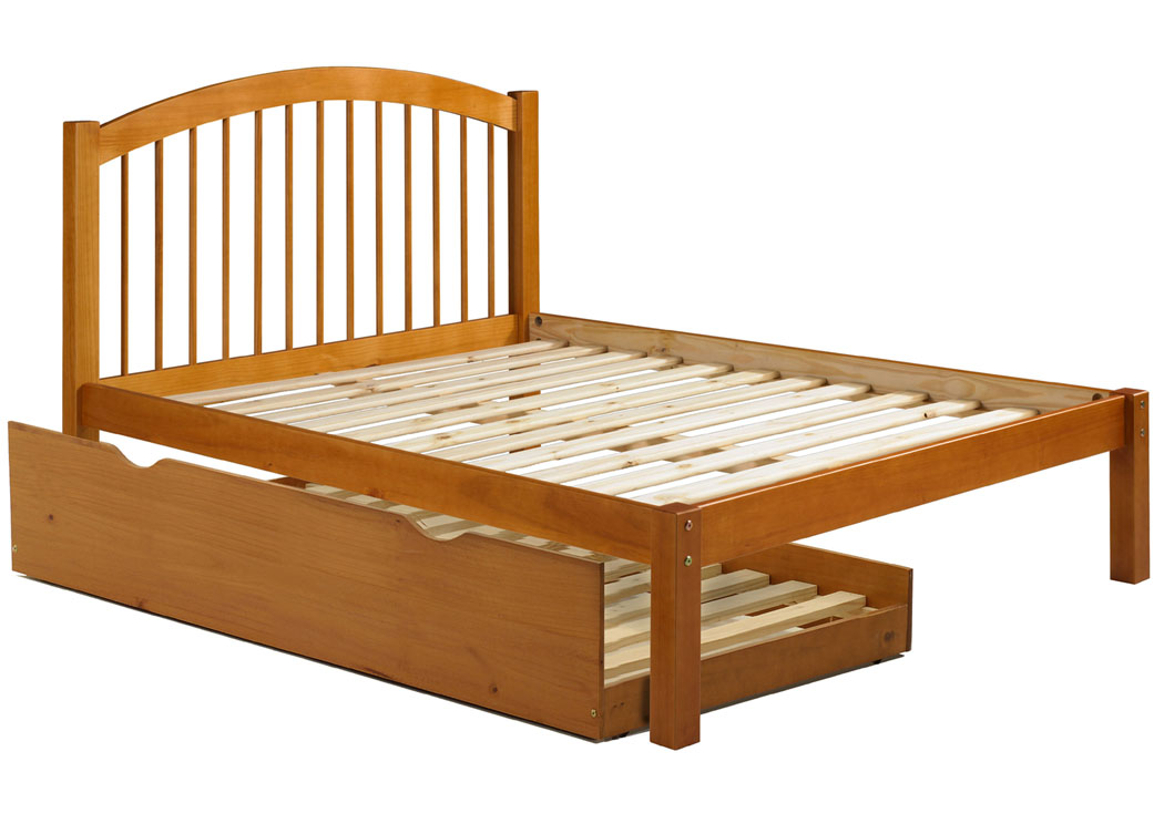 Alaska Honey Pine Full Spindle Bed w/ Trundle,Palace Imports