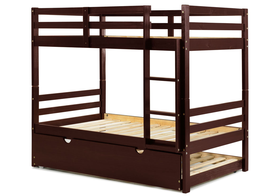 Arizona Mahogany Twin/Twin Bunk Bed w/ Trundle,Palace Imports